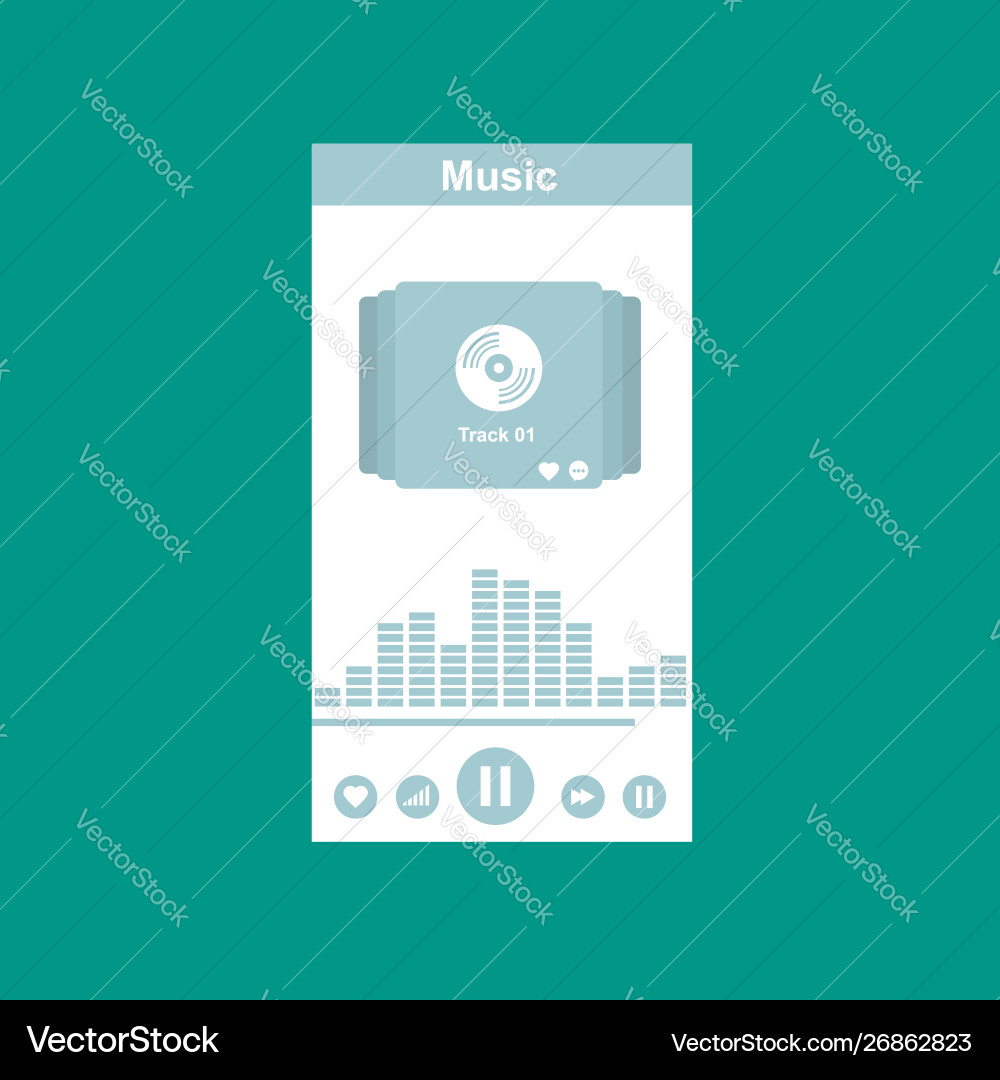 Media player application app template with flat Media player application app template with flat Vector Image