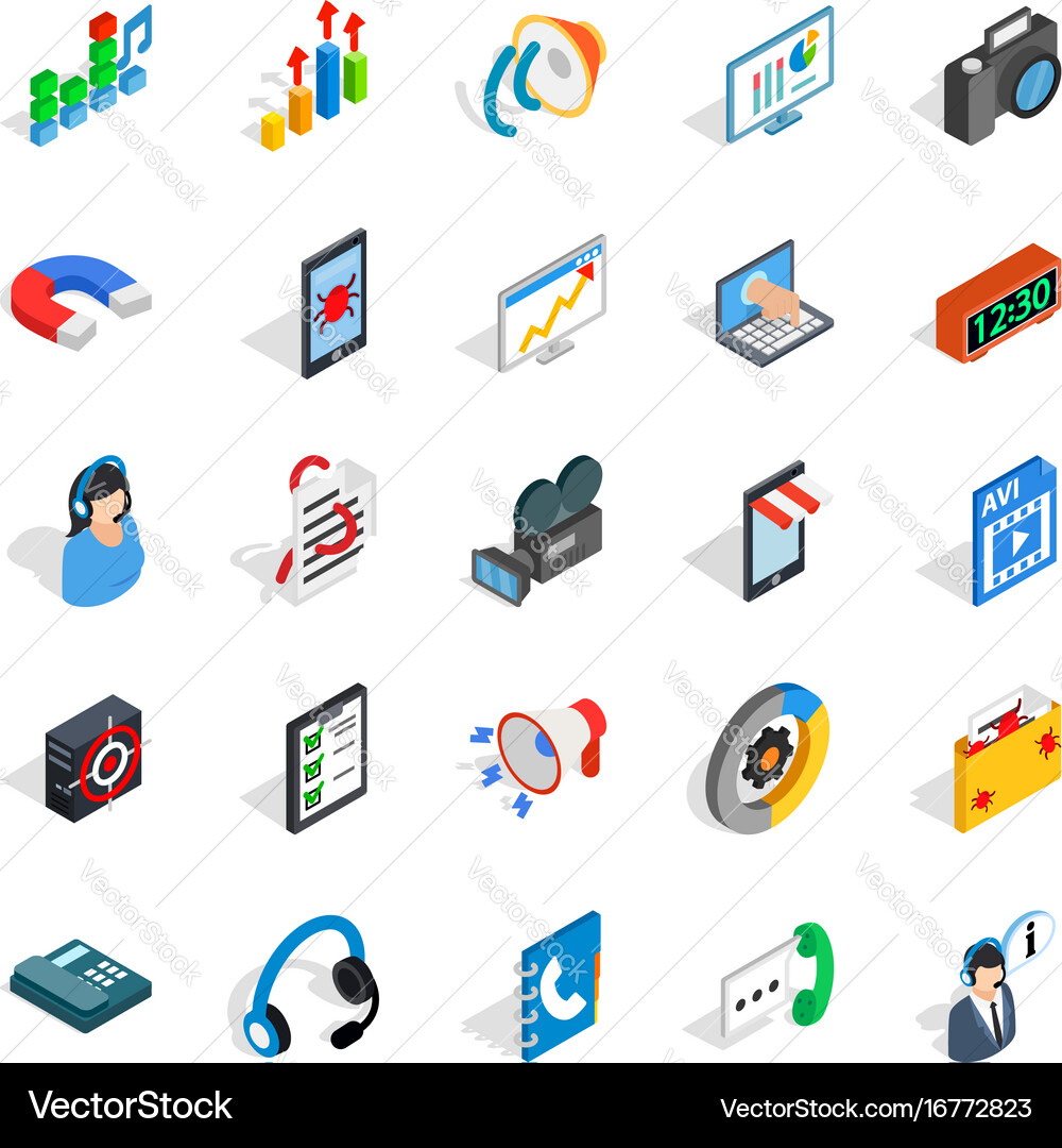 Modeling icons set isometric style Vector Image