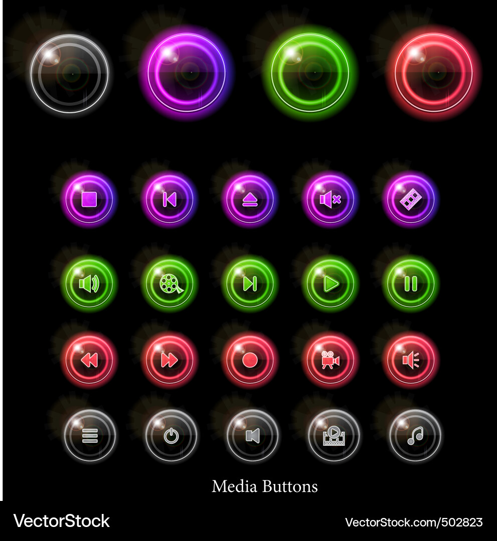 Neon Glossy Web Buttons vector image