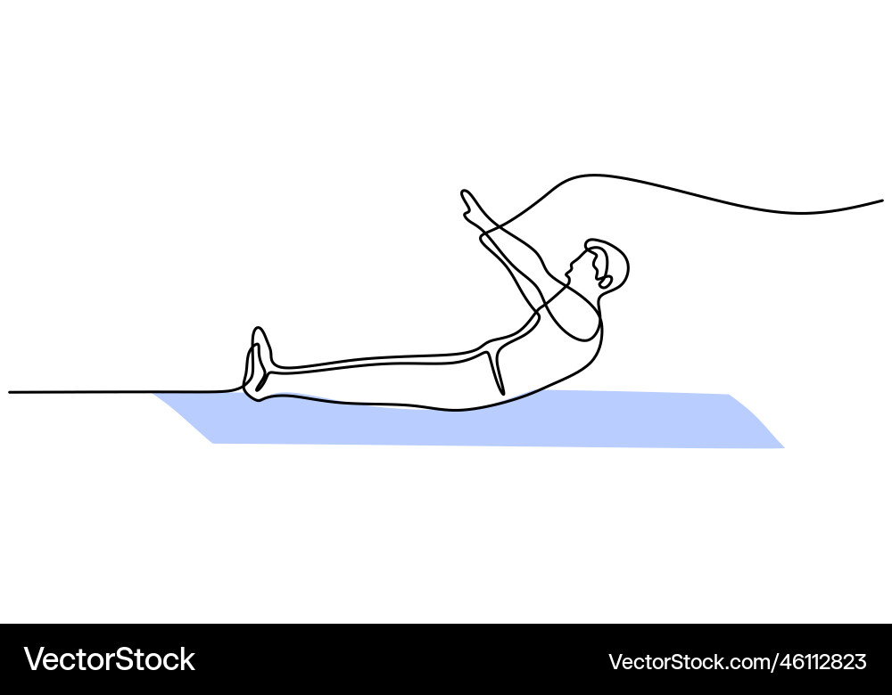 One continuous single line of man sitting up One continuous single line of man sitting up Vector Image