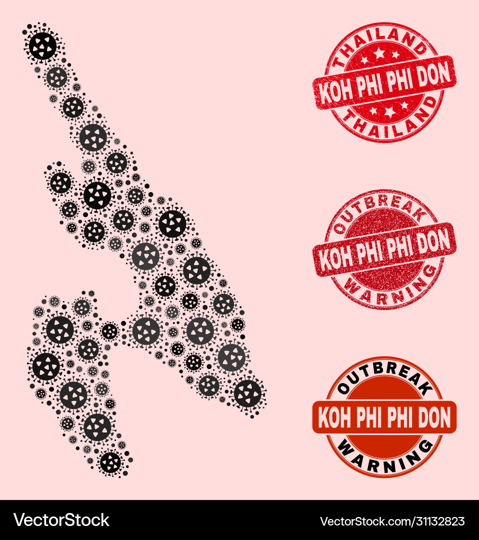 Outbreak composition mosaic koh phi don map Outbreak composition mosaic koh phi don map vector image