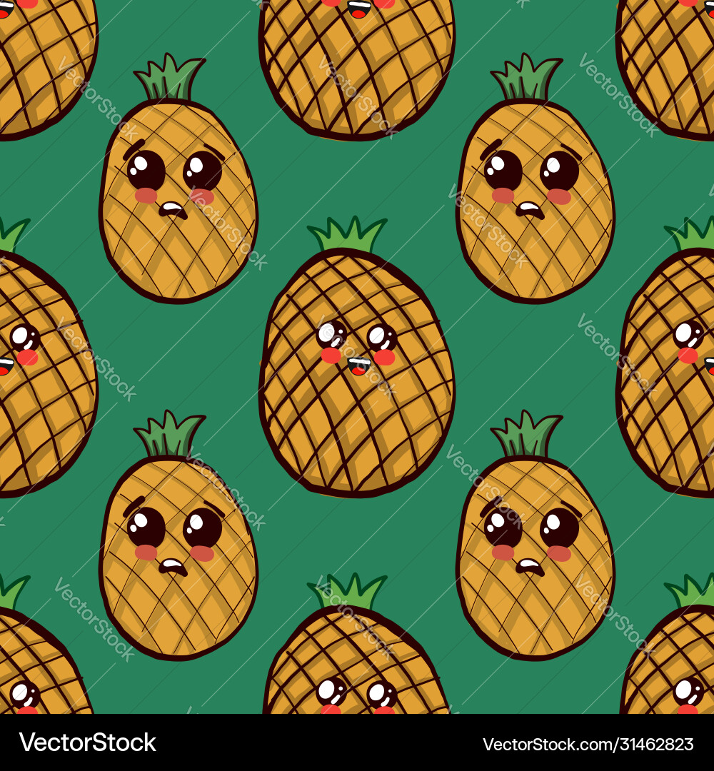 Pineapples pattern on white background Vector Image