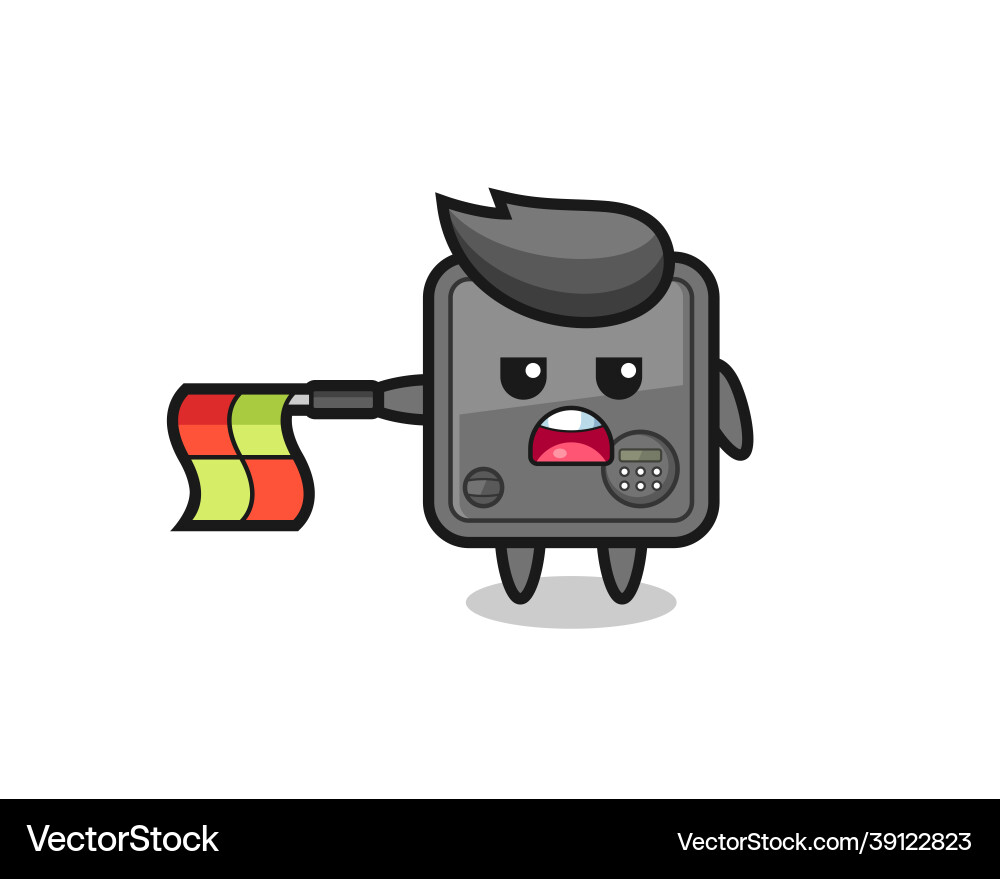 Safe box character as line judge hold the flag Safe box character as line judge hold the flag vector image