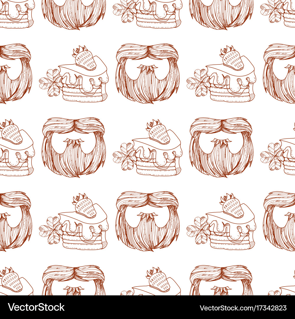 Seamless pattern with a slice of cake cream vector image