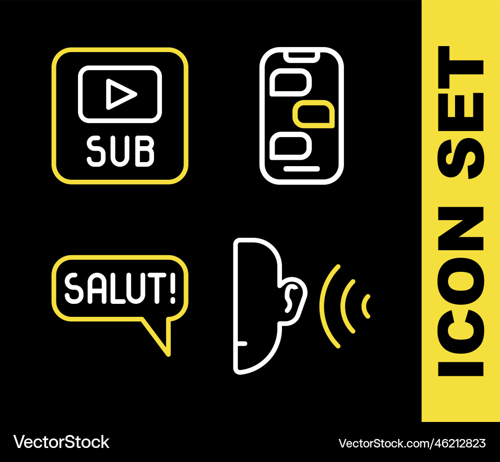 Set line new chat messages notification ear Set line new chat messages notification ear vector image