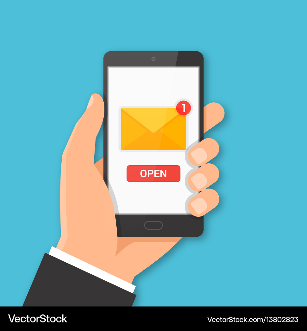 Smartphone with Email Notification Vector Image