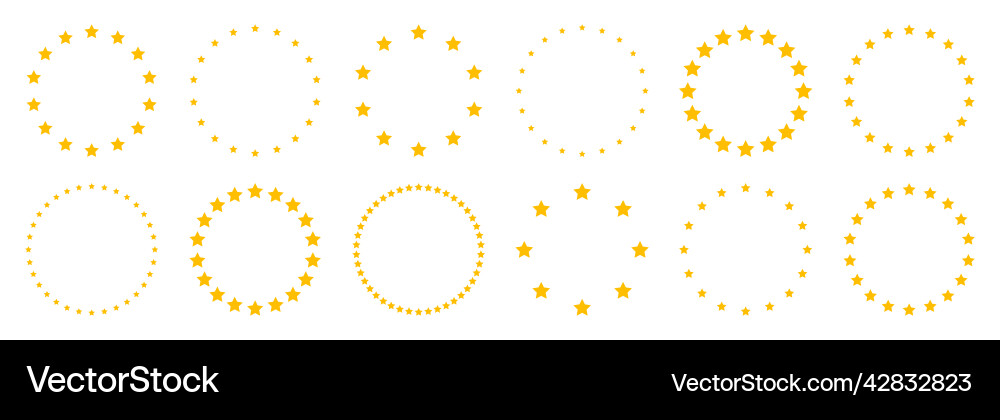 Stars of various sizes arranged in a circle round Stars of various sizes arranged in a circle round vector image