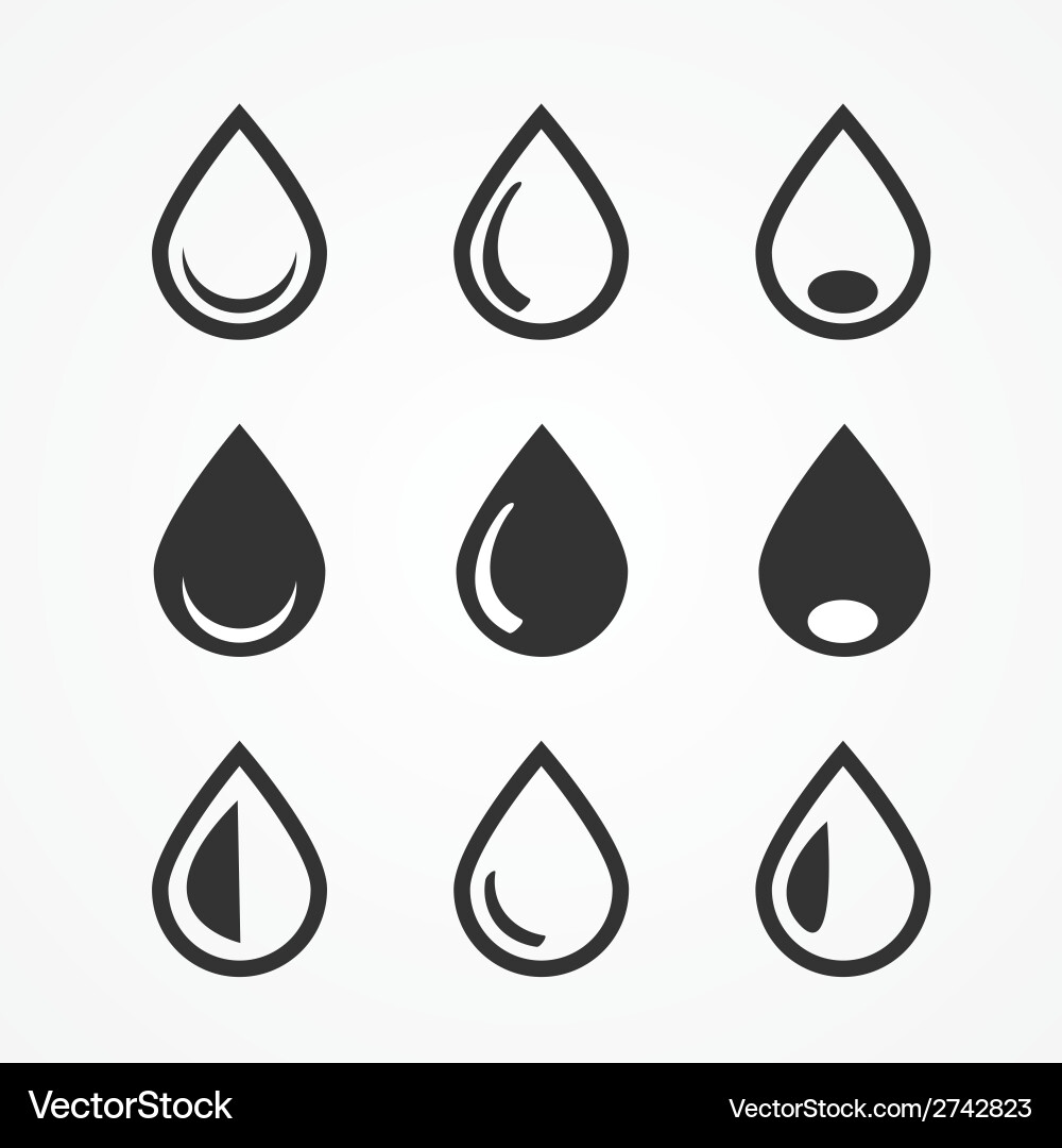 Water Drop Icon Set vector image