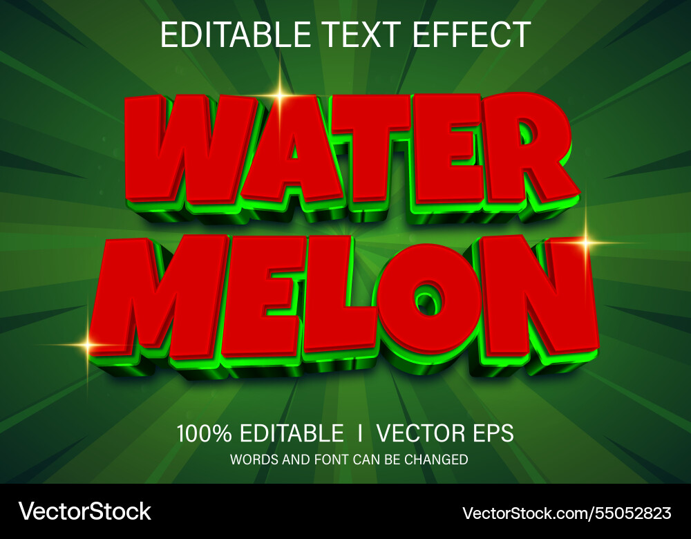 Water melon text effect with modern style design Water melon text effect with modern style design vector image