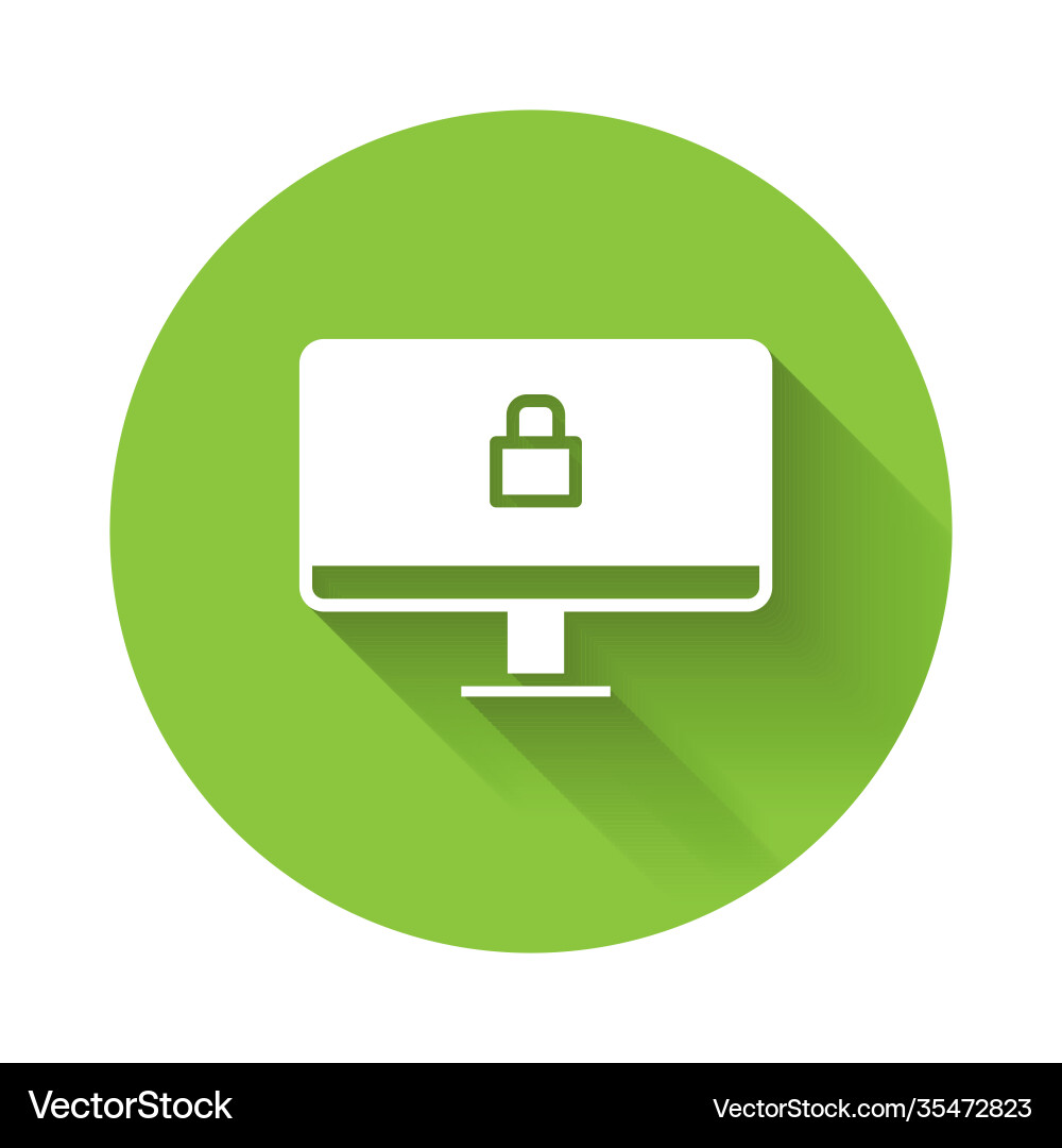 White lock on computer monitor screen icon Vector Image