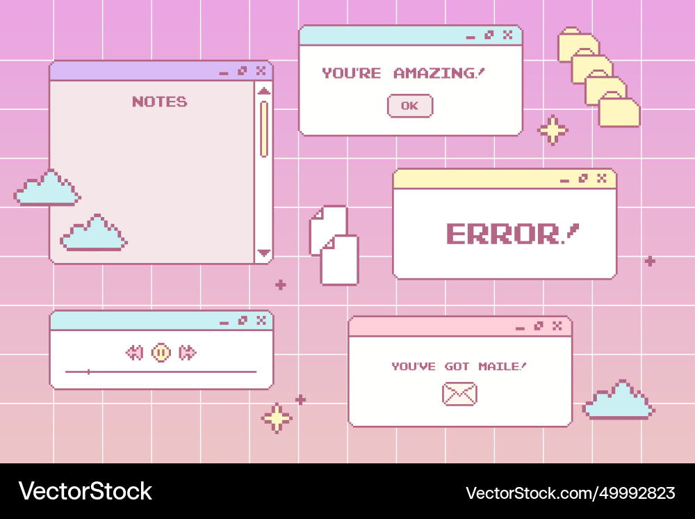 Y2k interface retro browser computer window set Y2k interface retro browser computer window set Vector Image