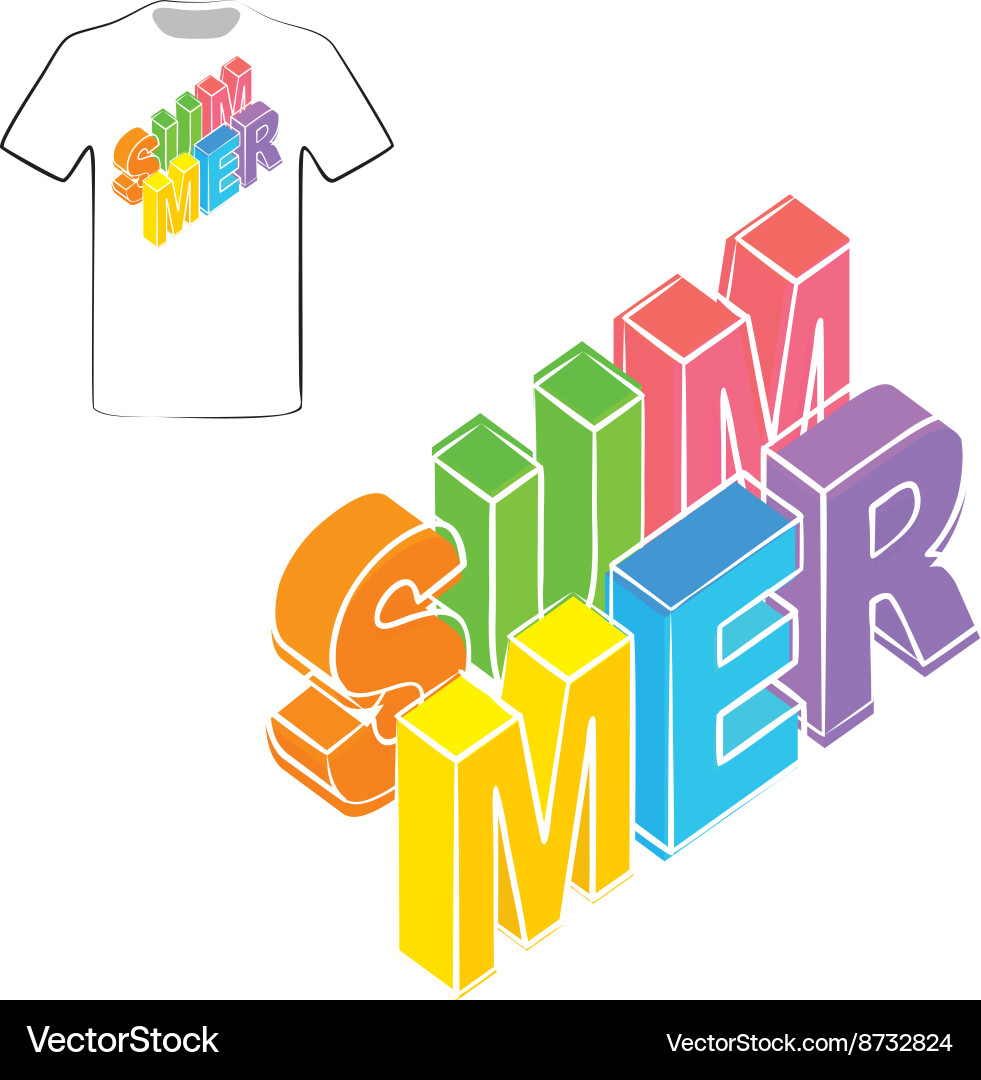 3d summer text design template elements Vector Image