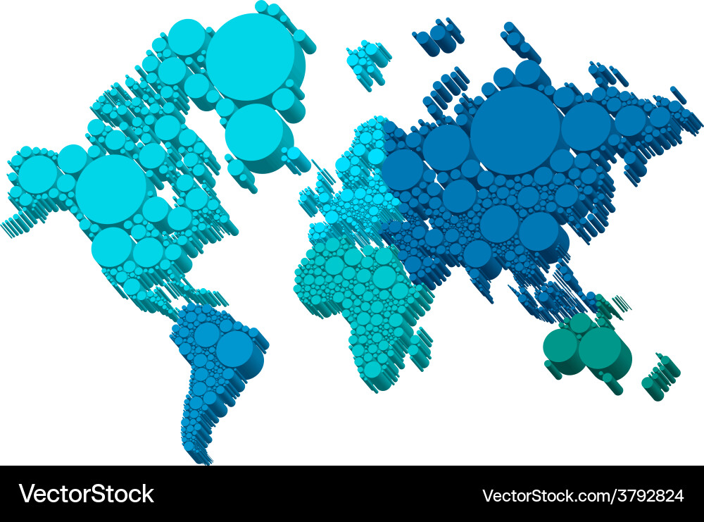 3d world map with dots vector image