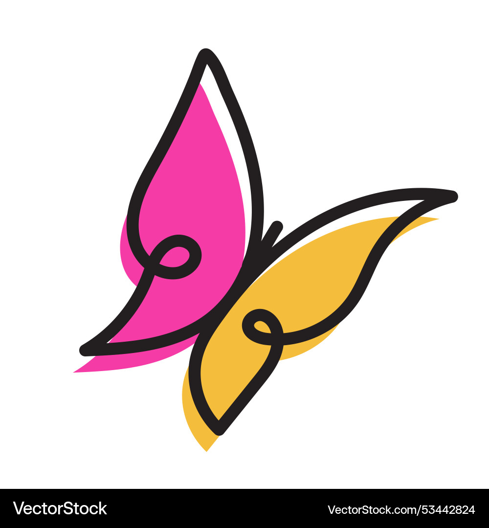 An elegant butterfly outline icon with fine lines An elegant butterfly outline icon with fine lines vector image