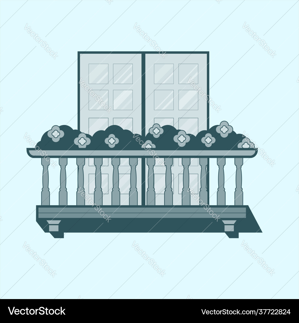 Balcony linear outline architecture building Balcony linear outline architecture building Vector Image