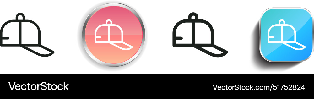 Baseball cap icon thin linear regular and button vector image