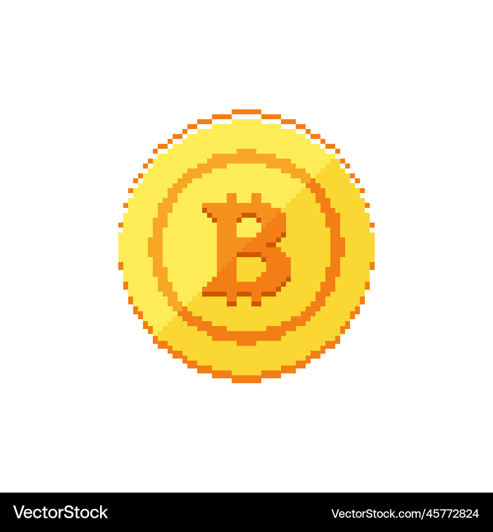Bitcoin pixel art line icon – Royalty-Free Vector | VectorStock