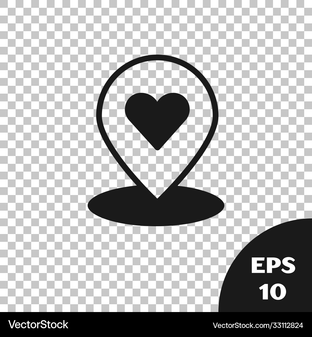 Black map pointer with heart icon isolated Black map pointer with heart icon isolated vector image
