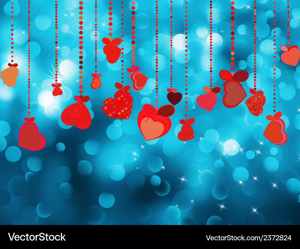 Bright red heart and circle bokeh eps 8 Vector Image
