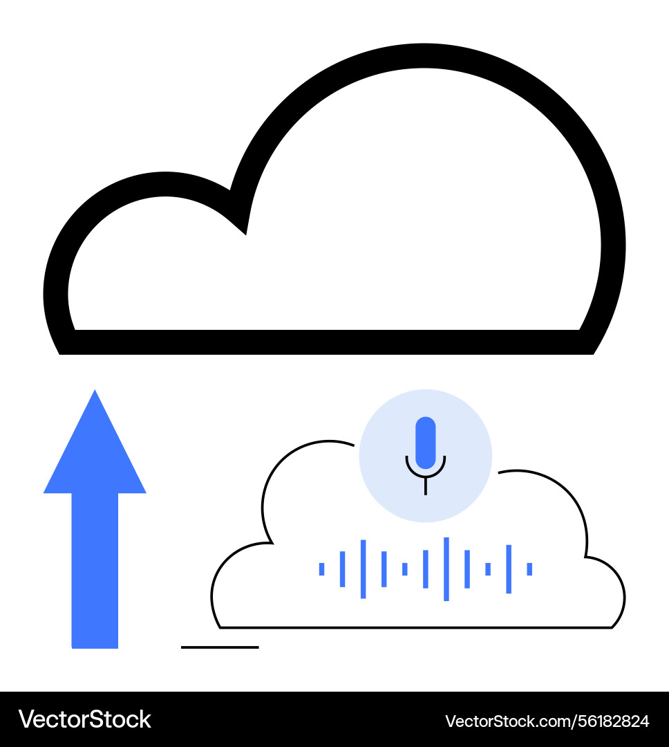 Cloud audio upload with microphone icon Cloud audio upload with microphone icon vector image