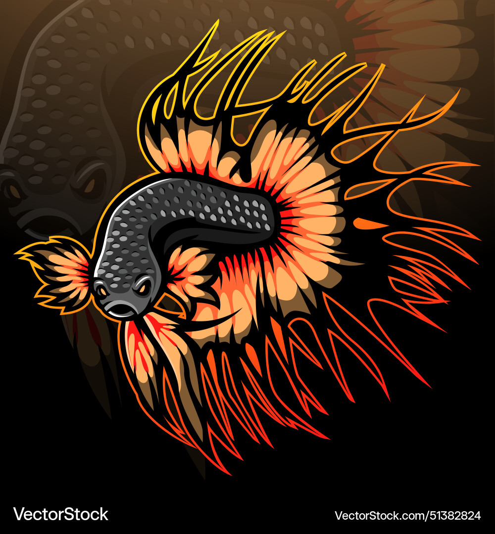 Crown tail betta fish mascot esport logo design Crown tail betta fish mascot esport logo design Vector Image