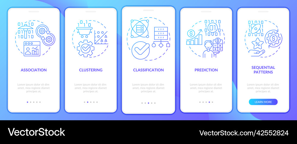 Data mining techniques blue gradient onboarding Vector Image