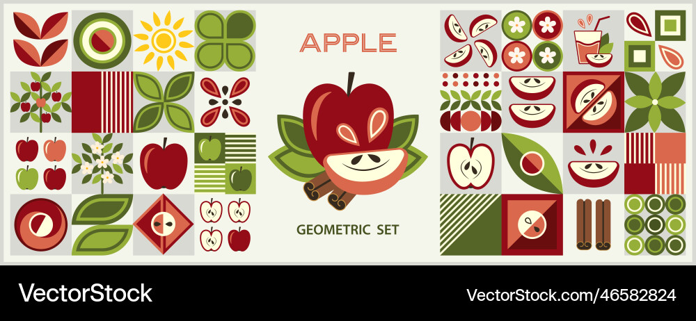 Design elements with apple in geometric style Design elements with apple in geometric style vector image