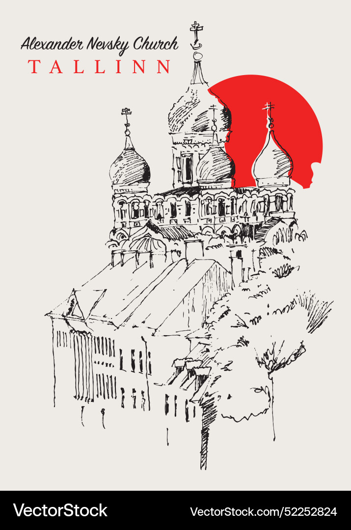 Drawing sketch of alexander nevsky church Drawing sketch of alexander nevsky church vector image