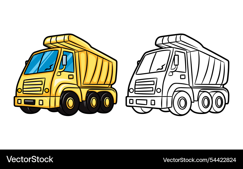 Dump Truck Cartoon Linie Kunst Färbung Seiten Buch Dump Truck Cartoon Linie Kunst Färbung Seiten Buch vektorbild