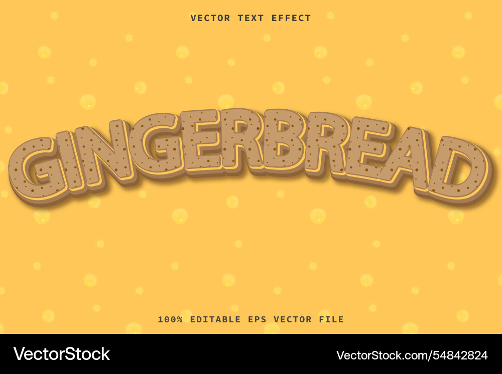Gingerbread 3d text effect with cookies textured Gingerbread 3d text effect with cookies textured Vector Image