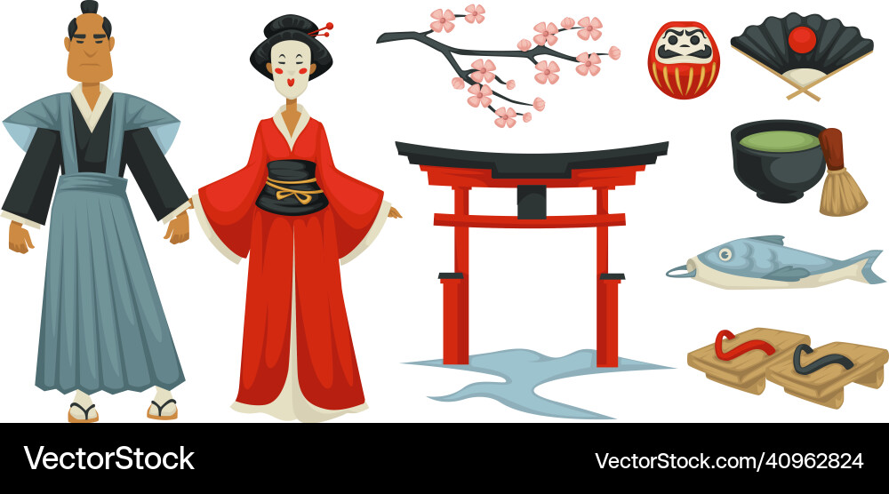 Japanische Kultur und traditionelle Kleidung Japanische Kultur und traditionelle Kleidung vektorbild