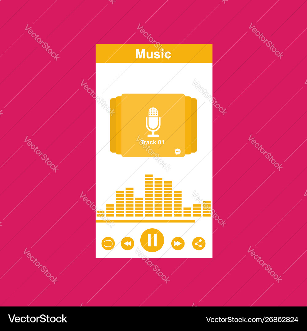 Media player application app template with flat Media player application app template with flat vector image