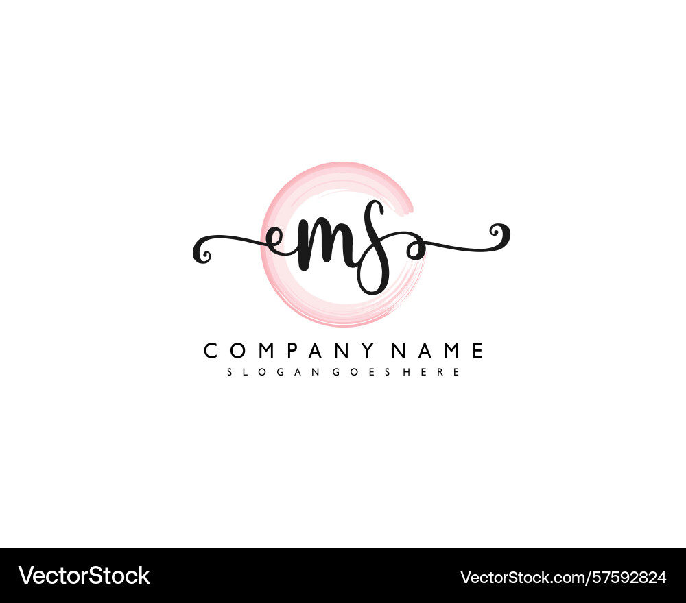 Ms initial handwriting logo design collection Vector Image