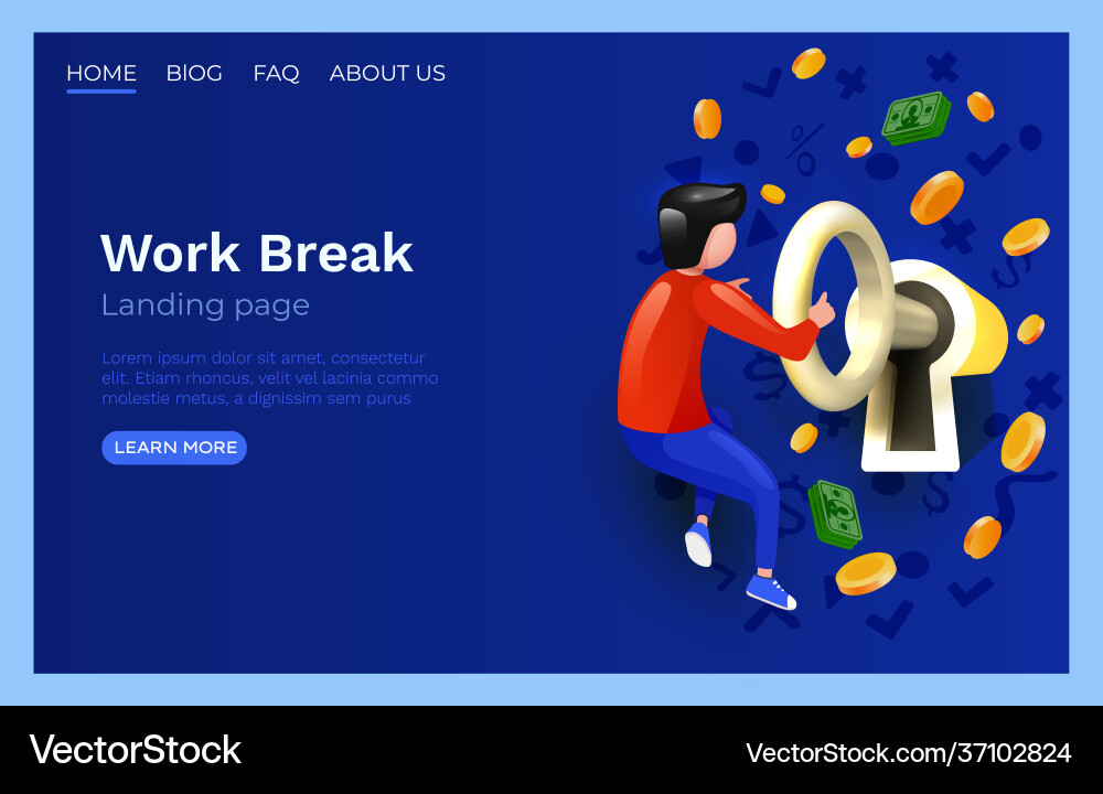 Open lock landing page website app service Open lock landing page website app service vector image