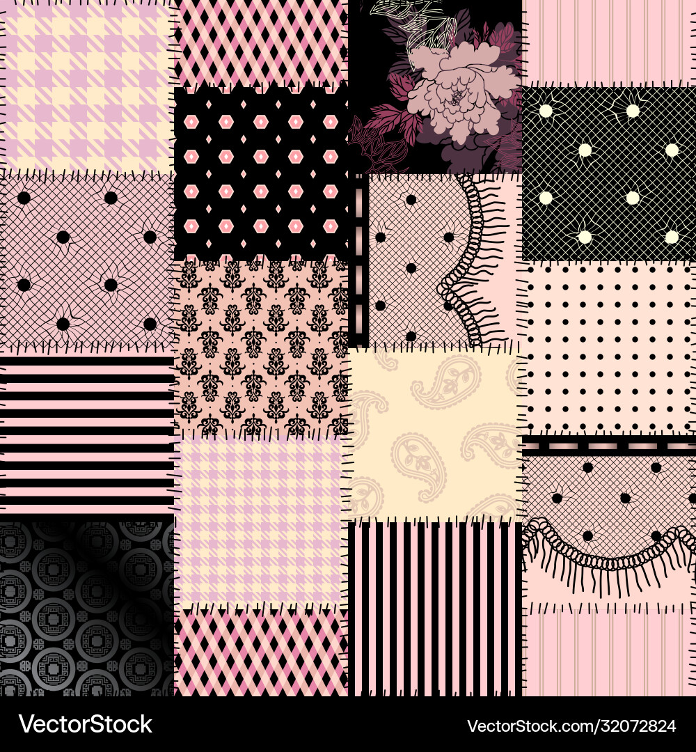 Patchwork textile pattern seamless quilting Patchwork textile pattern seamless quilting vector image