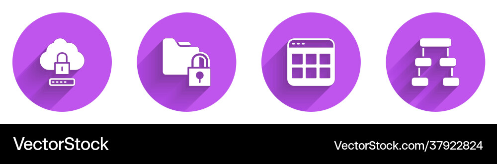 Set cloud computing lock folder and browser Set cloud computing lock folder and browser vector image