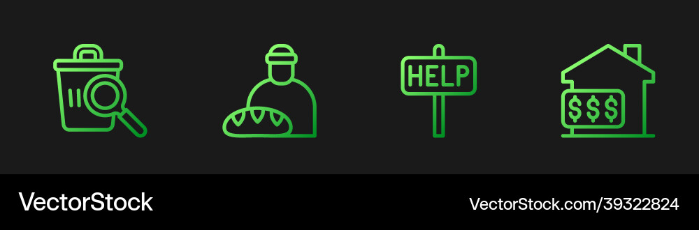 Set line ask for help text searching food Set line ask for help text searching food vector image