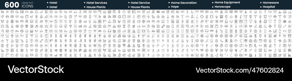 Set of 600 thin line icons in this bundle include Set of 600 thin line icons in this bundle include Vector Image