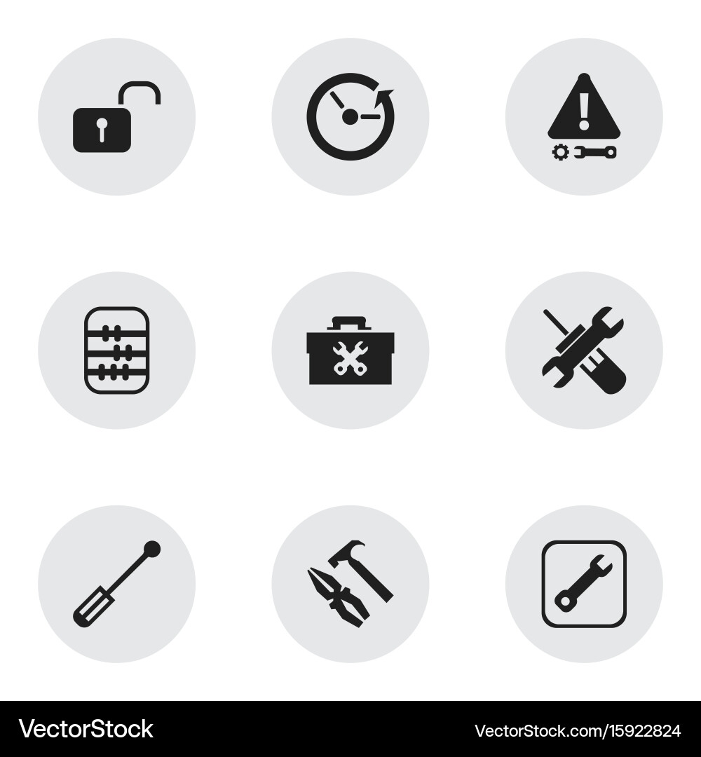 Set of 9 editable tool icons includes symbols Vector Image