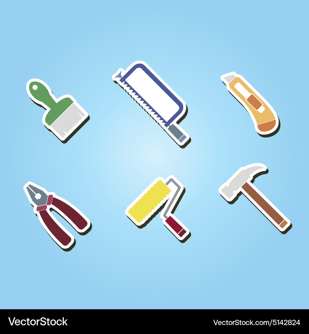 Set of color icons with tools related Vector Image