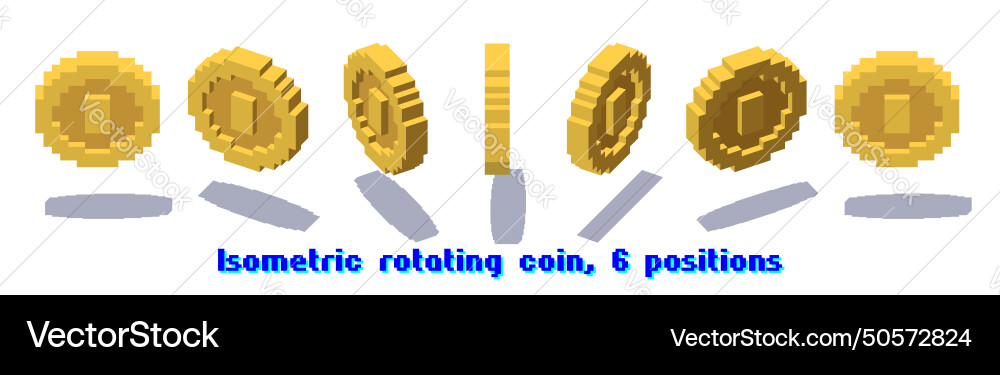 Set of rotating pixel coins for game or app Set of rotating pixel coins for game or app vector image