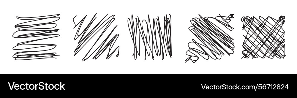 Set of square shapes with scrawl loops Set of square shapes with scrawl loops vector image