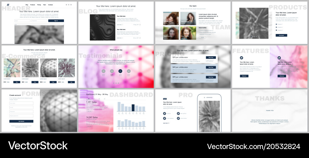 Set of templates for website design vector image