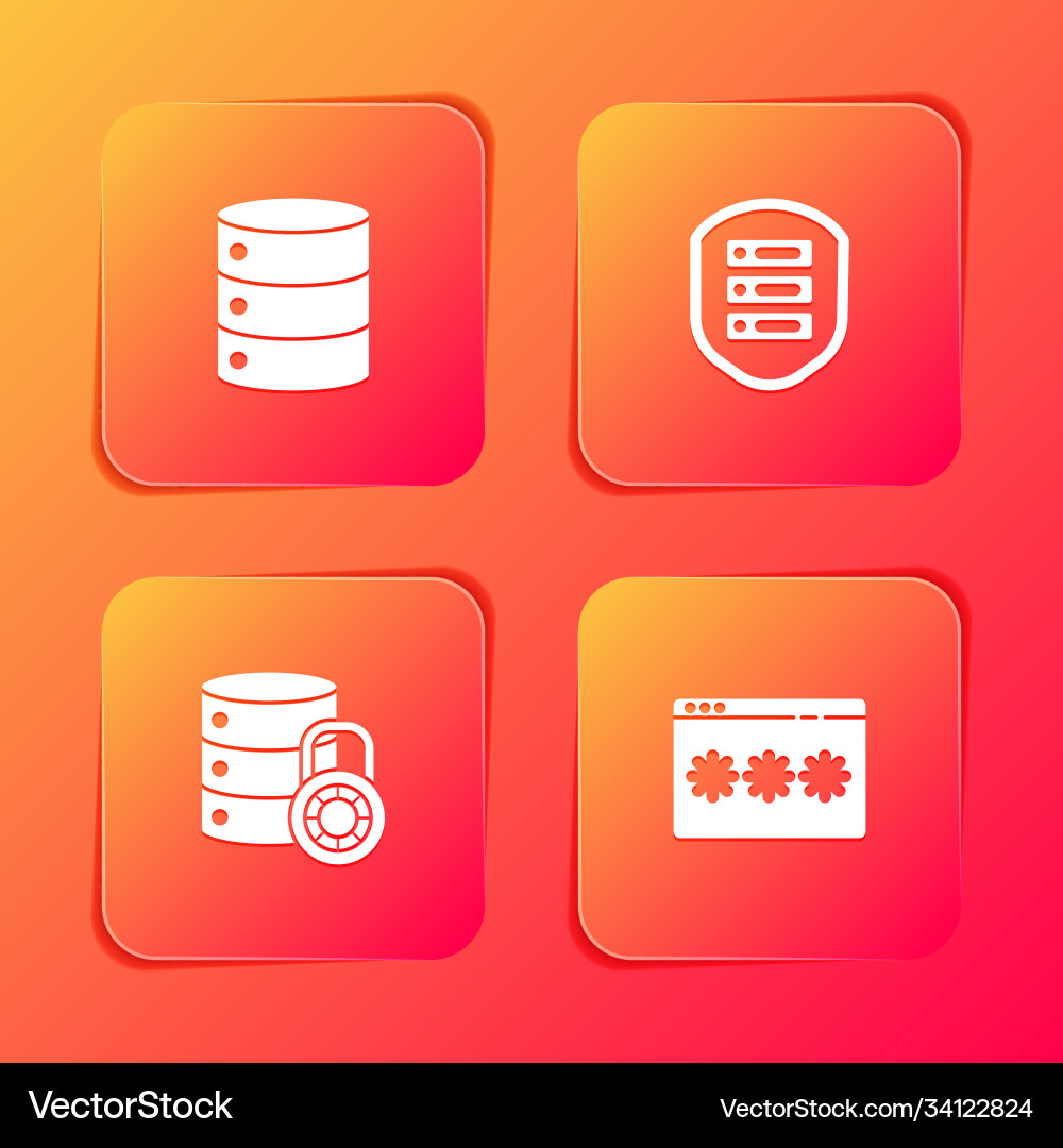 Set server data web hosting with shield Set server data web hosting with shield vector image