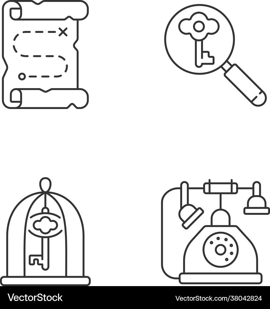 Solving quest linear icons set Solving quest linear icons set vector image