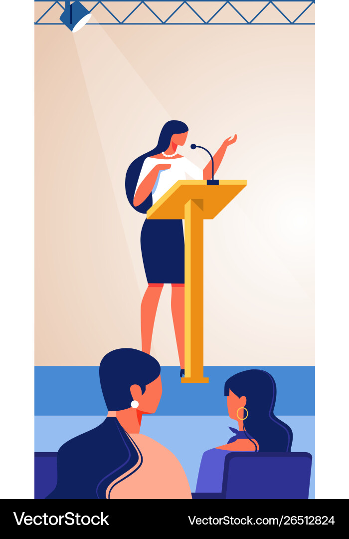 Women watching stage business coach performance Women watching stage business coach performance vector image