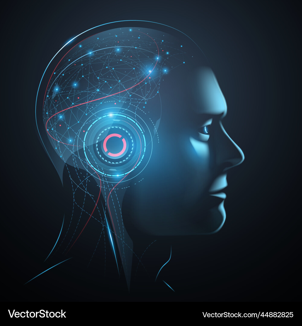 Artificial intelligence human head Artificial intelligence human head vector image