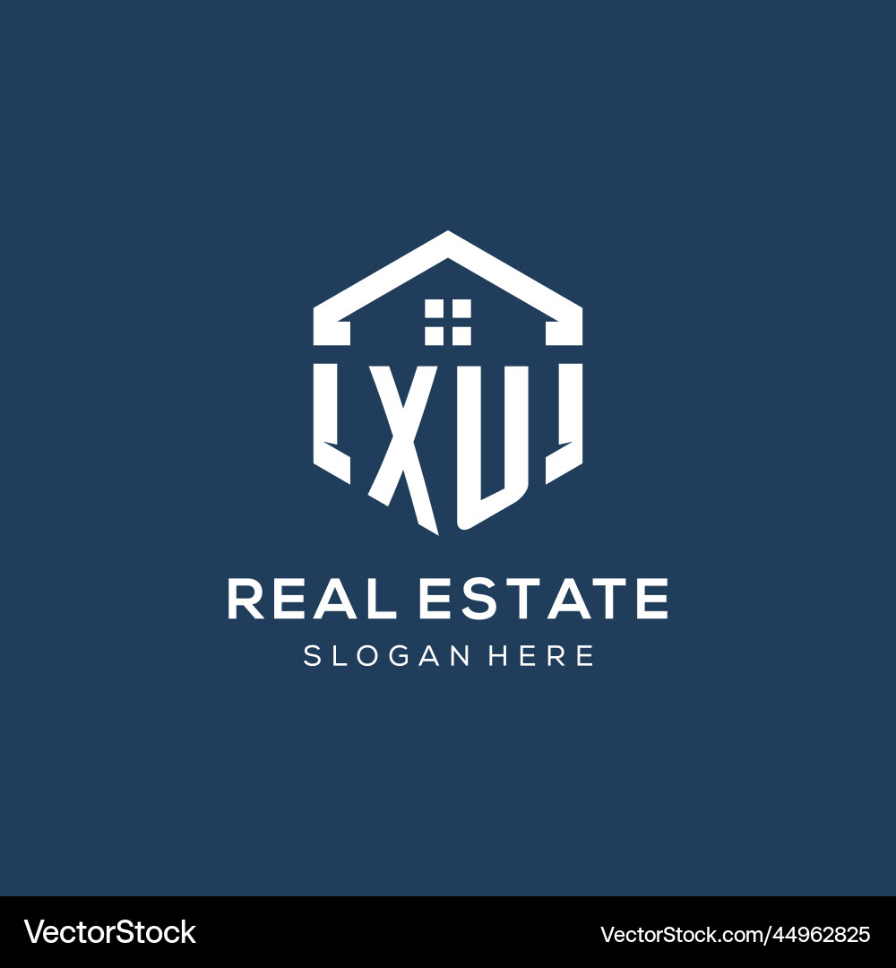 Buchstaben xu Logo für Immobilien mit Sechskant-Stil Buchstaben xu Logo für Immobilien mit Sechskant-Stil vektorbild