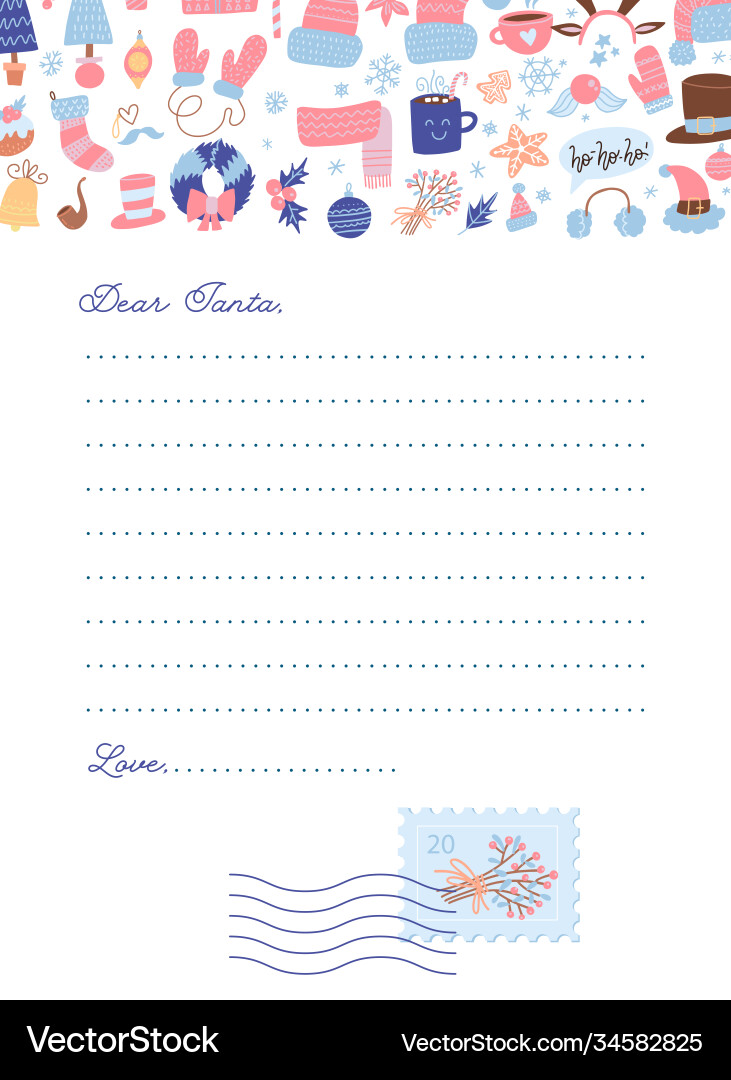 Christmas template letter to santa claus frame Christmas template letter to santa claus frame vector image
