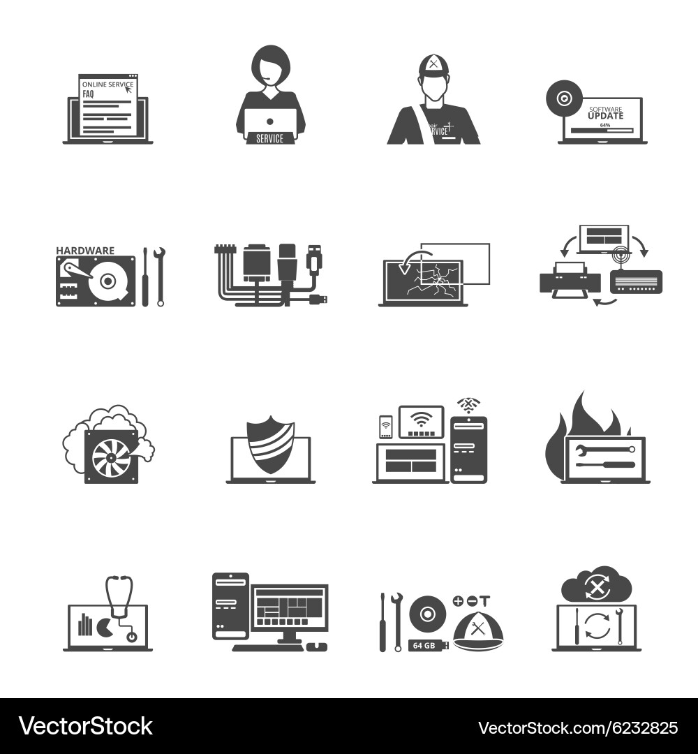 Computer service icons set vector image